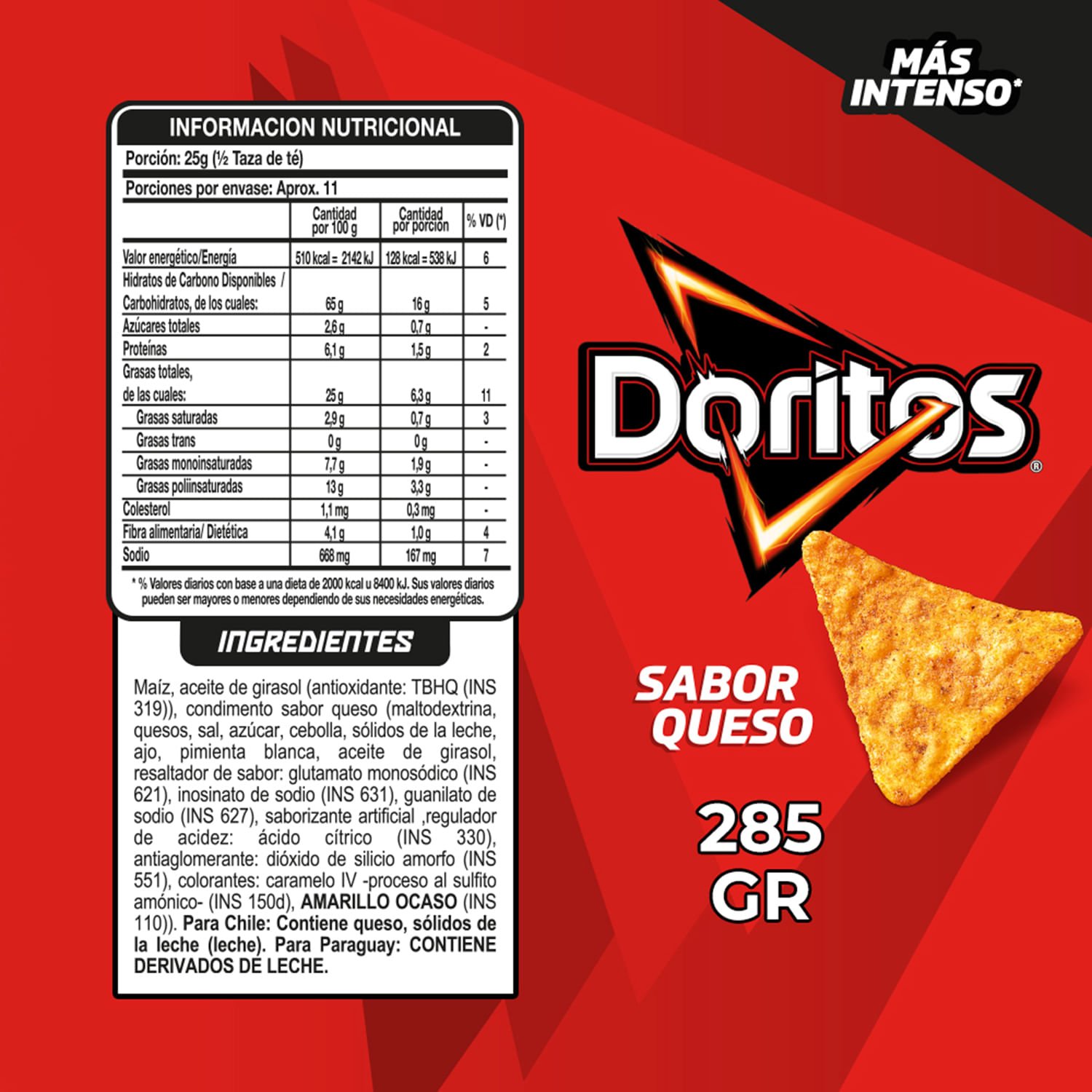 Snack Doritos Sabor Queso 285 g - Image 2