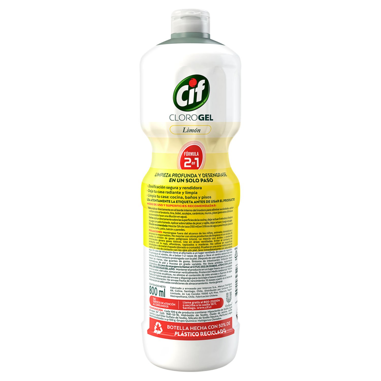 Limpiador Gel Cif con Cloro Limón 800 ml - Image 6
