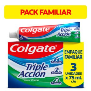 Pack 3 un. Pasta Dental Colgate Triple Acción Menta Original 75 ml