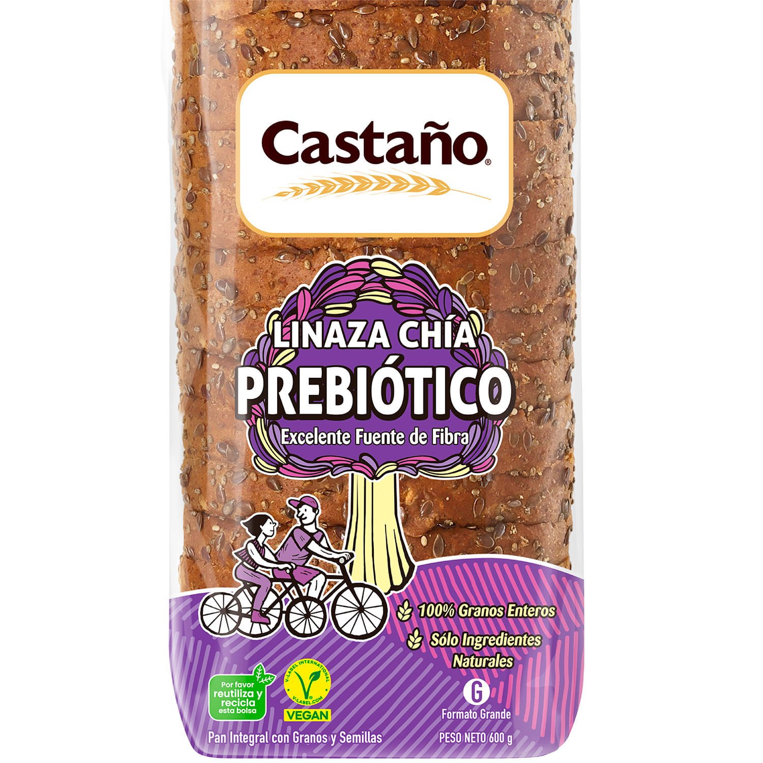 Pan Molde Integral Linaza y Chía Prebiótico 600 g