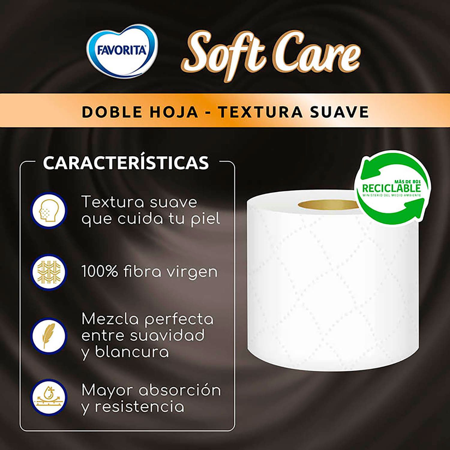 Papel Higiénico Favorita Soft Care Doble Hoja 50 m 12 un. - Image 3