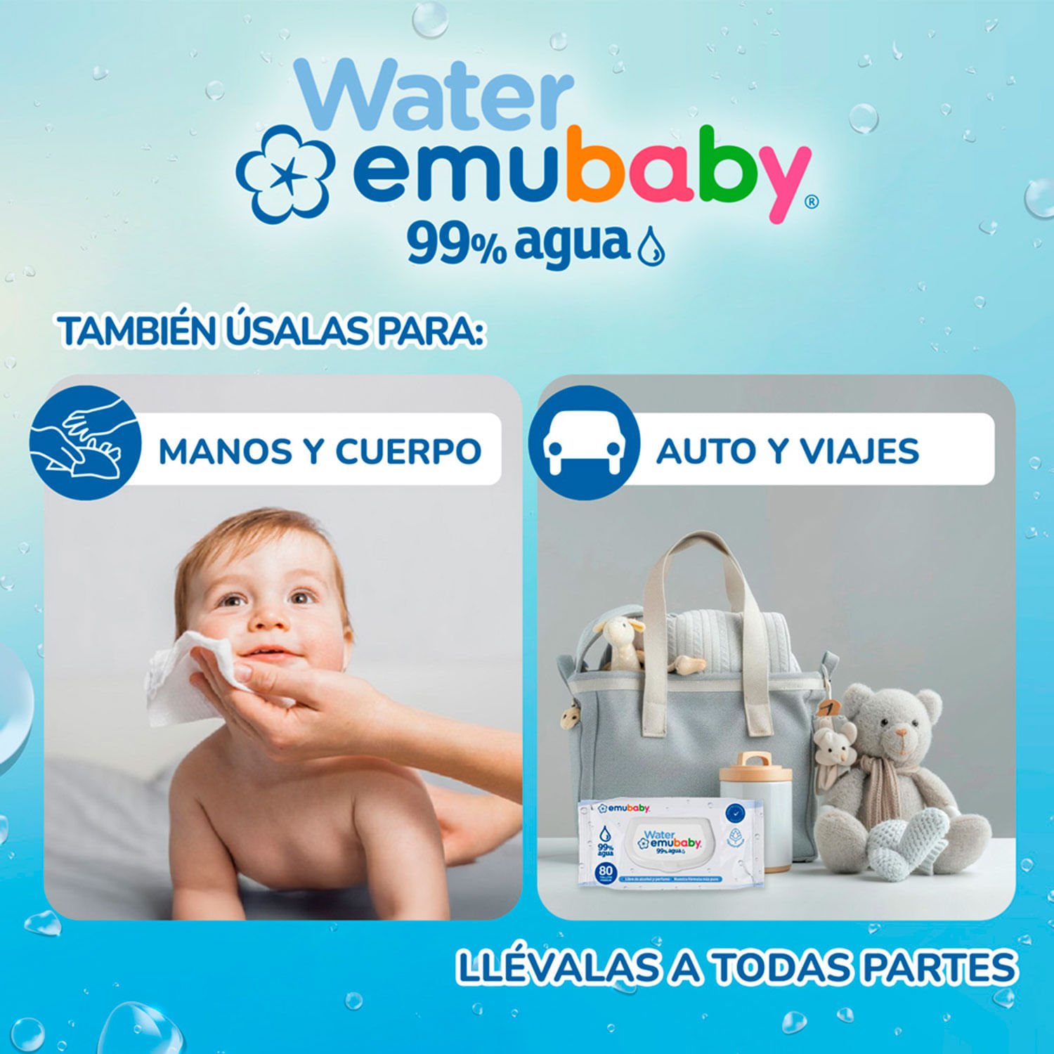 Toallas Húmedas Emubaby Water 320 un. - Image 4